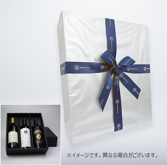 ギフトラッピング 3本入り（箱＋シルバー包装紙＋WTSリボン） : WINE